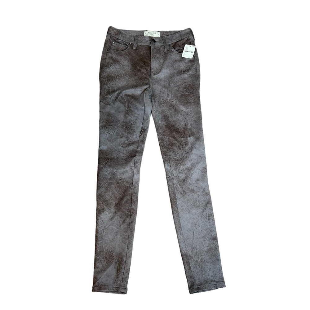 We The Free Free People Gray Tone Faux Suede Look Straight Leg Pant NWT Sz. 25